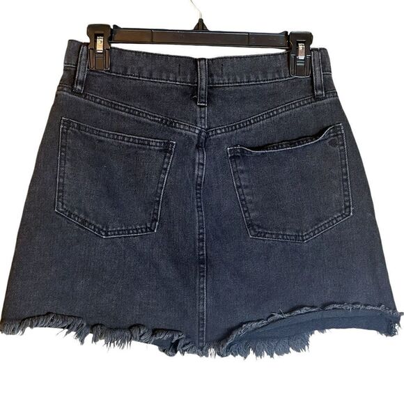 Madewell Black Ridge Denim A-Line Fringe Skirt Size 26 📦 - Picture 3 of 7